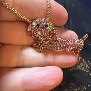 Sparkling Pink and Gold Dog necklace